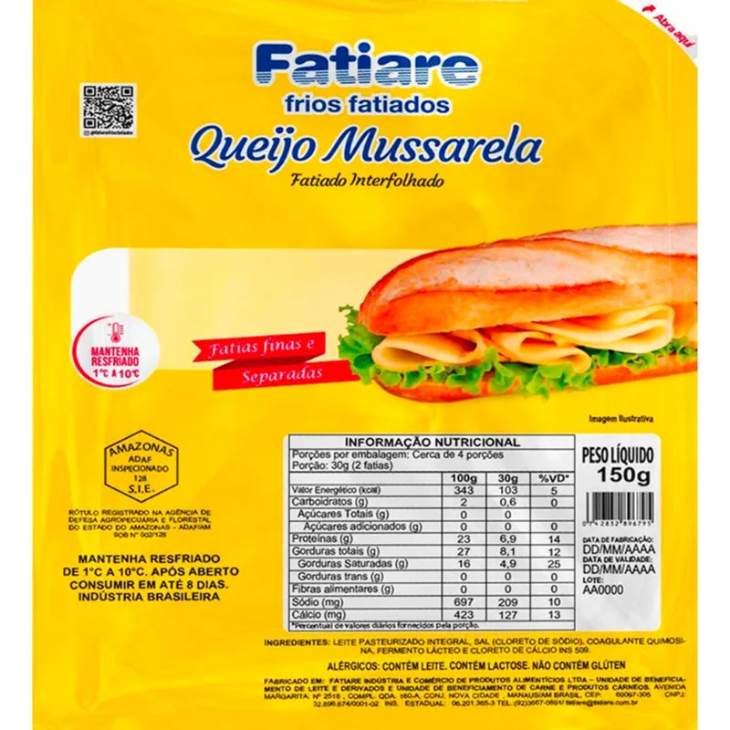 Queijo Mussarela Fatiare Fatiado 150g