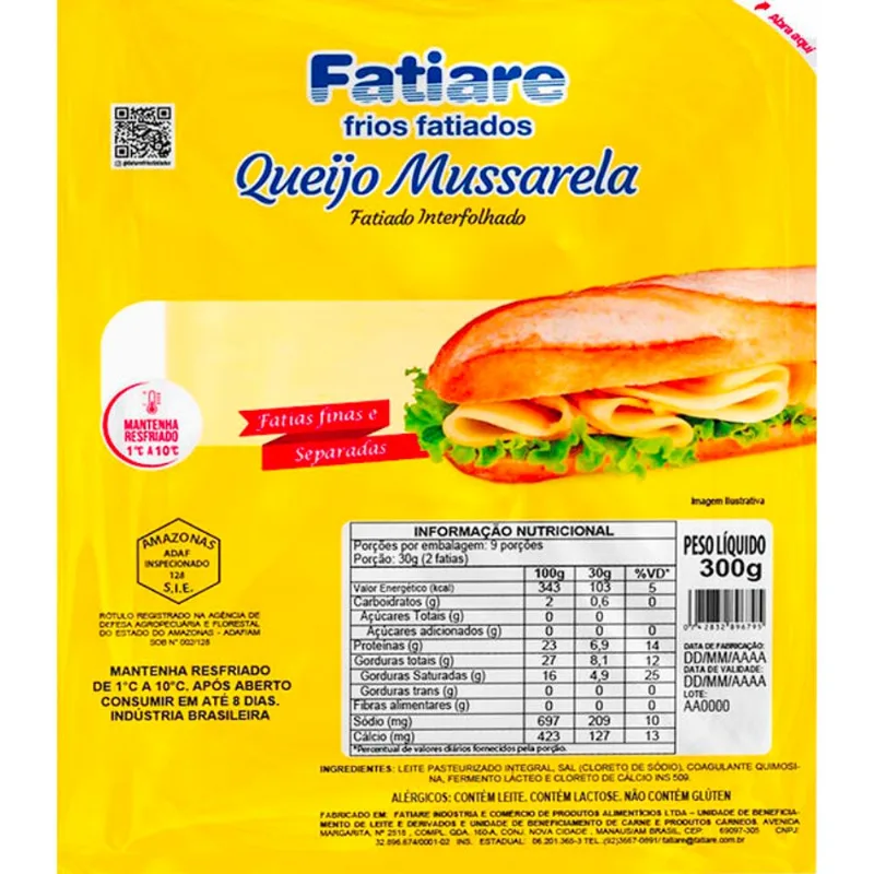 Queijo Mussarela Fatiare Fatiado 300g