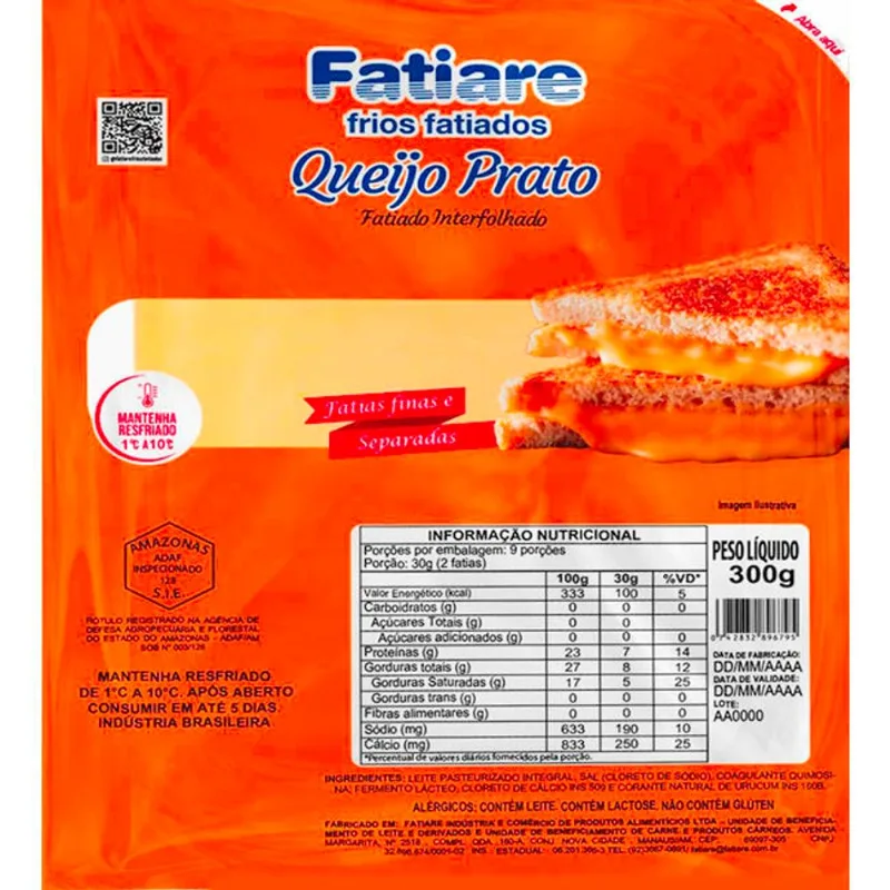Queijo Prato Fatiare Fatiado 300g