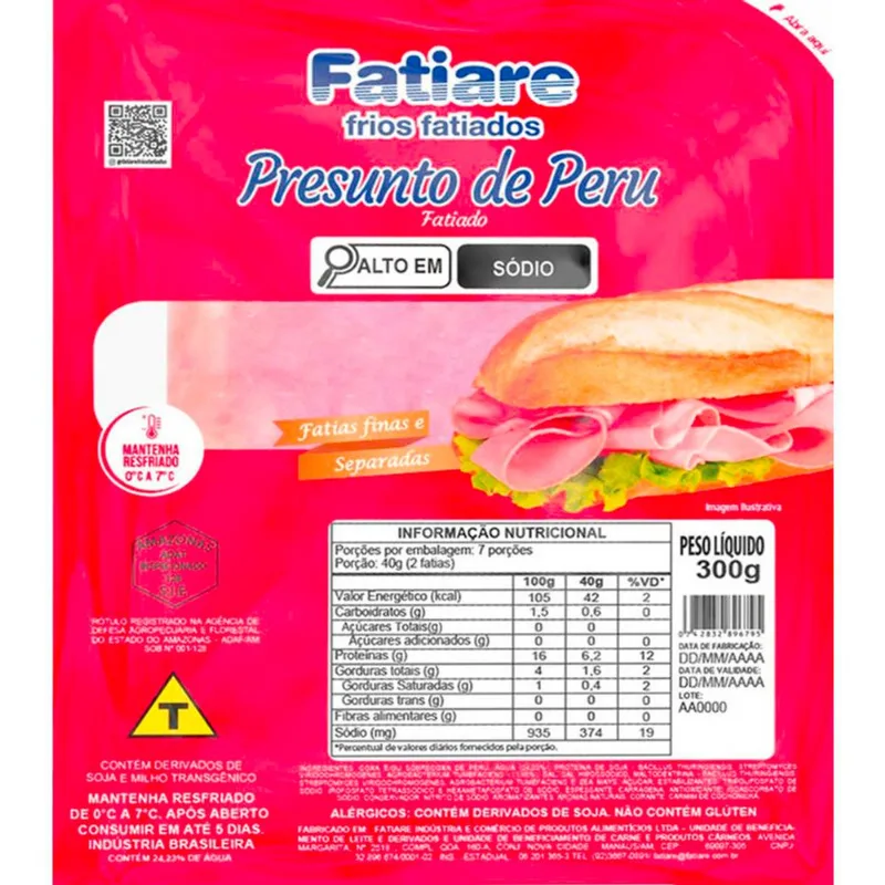 Presunto de Peru Fatiare Fatiado 300g