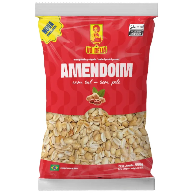 Amendoim Vó Delia 400g Sem Pele Com Sal
