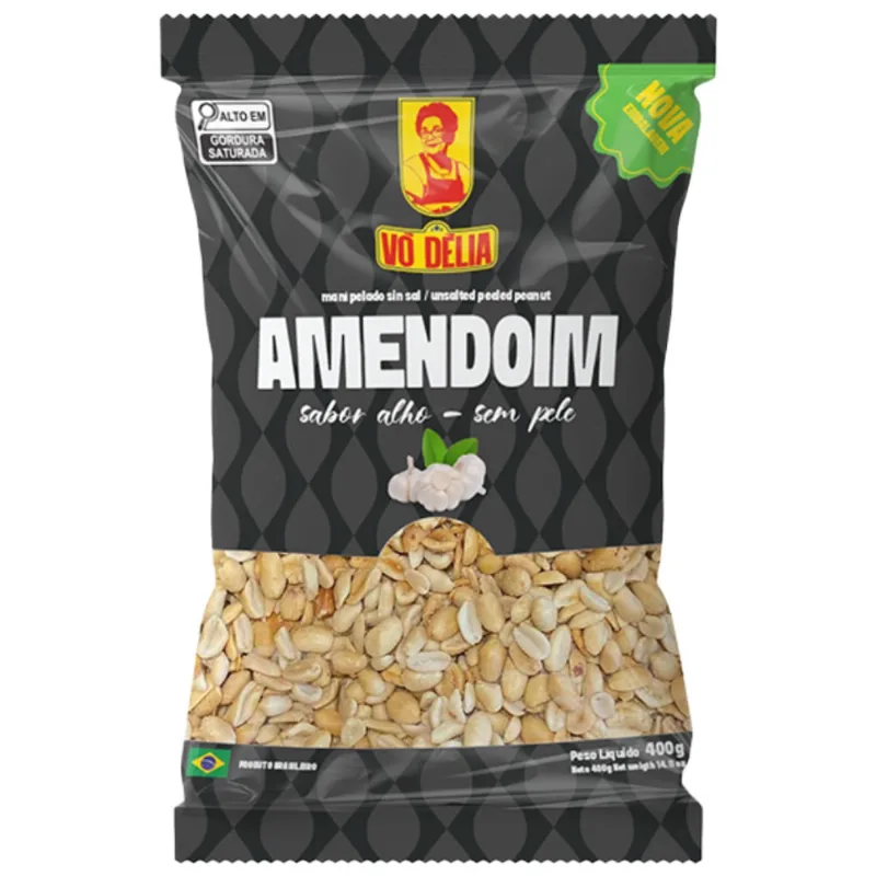 Amendoim Salg Vó Delia 400g Com Alho Sem Pele