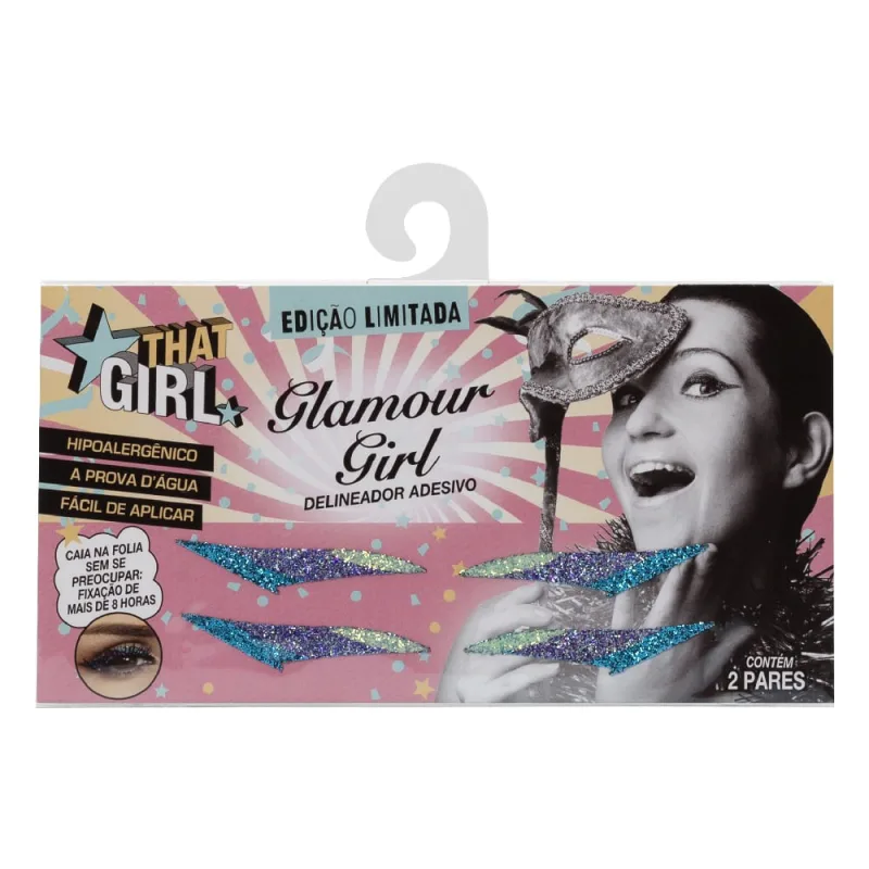 Delineador Adesivo Glamour Girl Brilhoso com Glitter 2 Pares That Girl - That Girl - Maquiagem