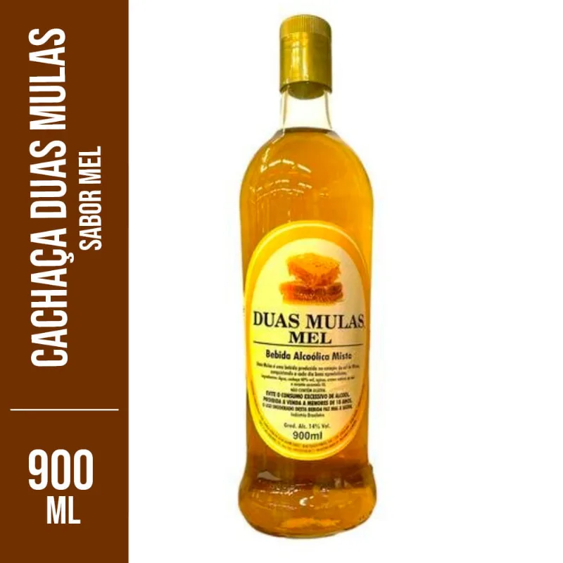 Cachaça Duas Mulas Mel Garrafa 900ml