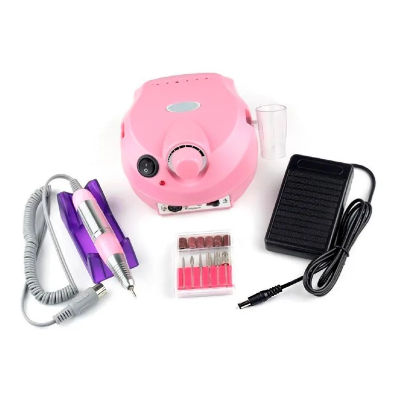 Lixadeira Pedal Motor Unha Nail Master 30000 Rosa