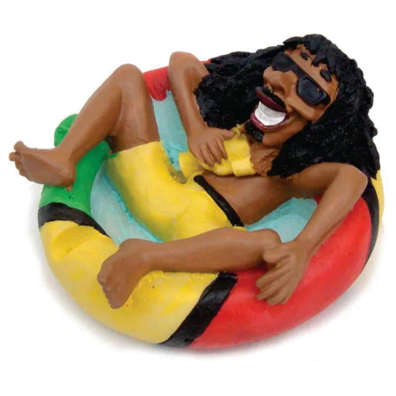 Cinzeiro Bob Marley Na Bóia Relax Em Resina 5x11x11cm
