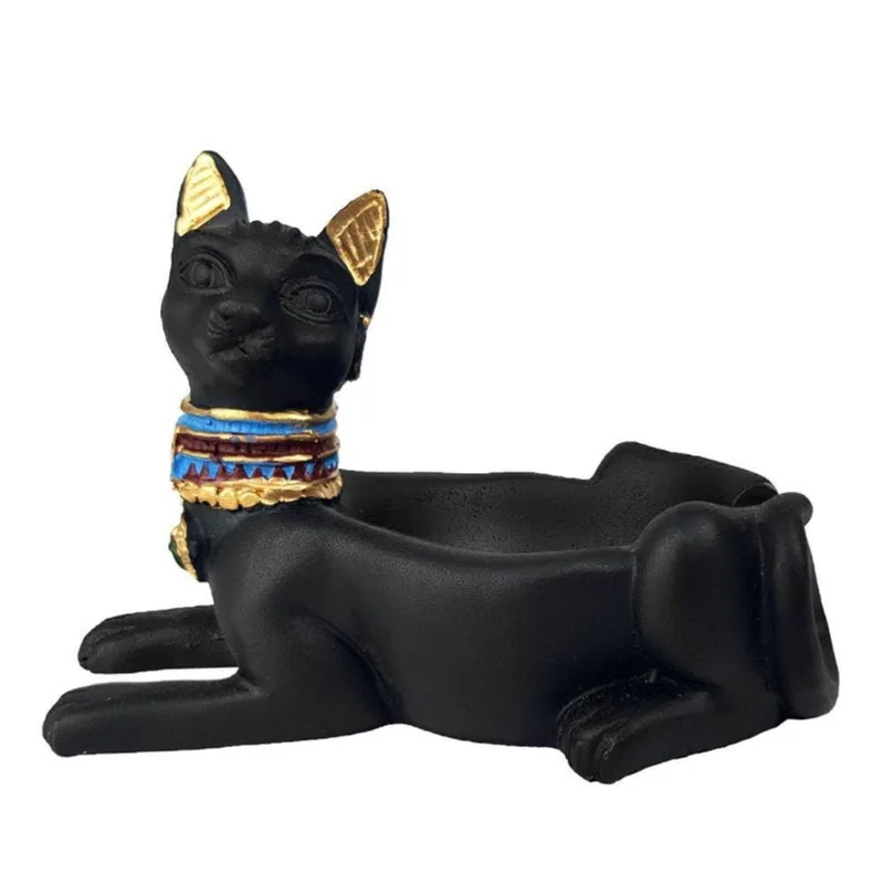 Cinzeiro Egipcio Deus Bastet Enfeite Resina Decorativo
