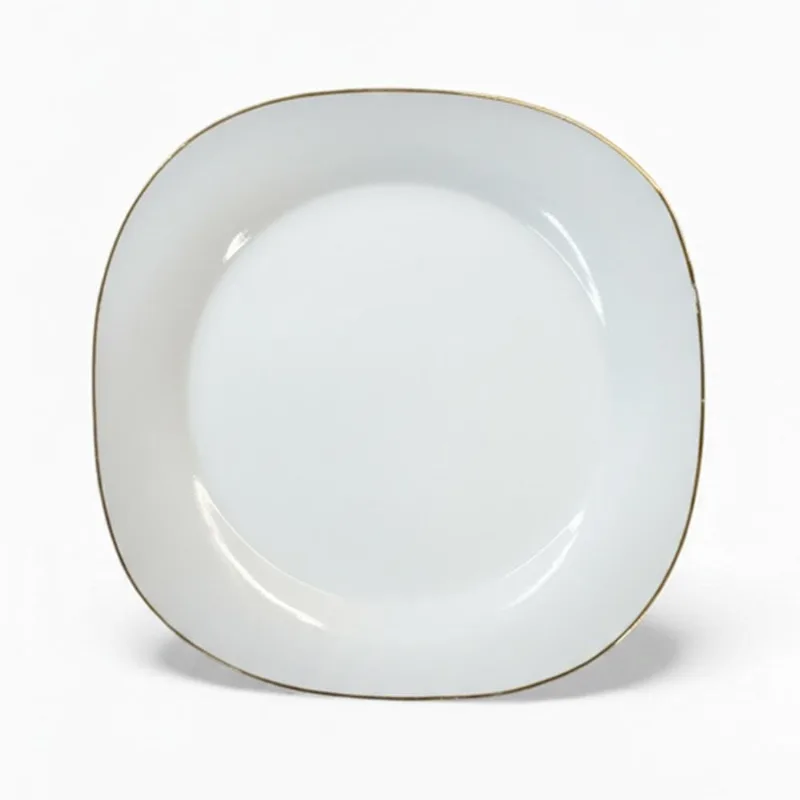 Prato Raso Casa Bella Em Porcelana Com Borda Dourada (MP)