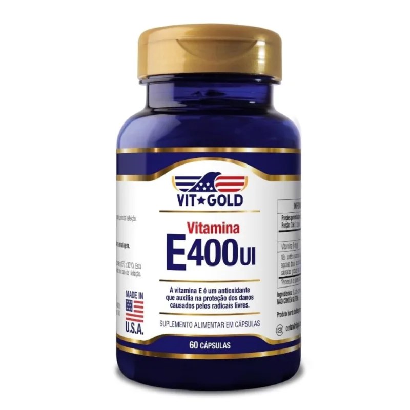 Vitamina E 400UI Vitgold 60 Cápsulas - VIT GOLD - Saúde E Bem Estar