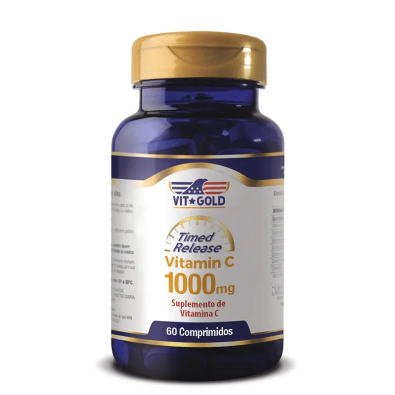 Vitamina C 1000mg Timed Release Vitgold 60 comprimidos - Vit Gold - Suplementos