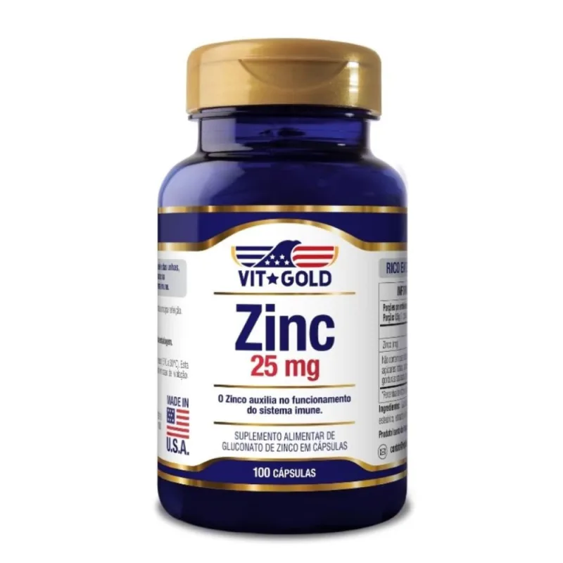 Zinco 25mg Vitgold 100 Cápsulas - VIT GOLD