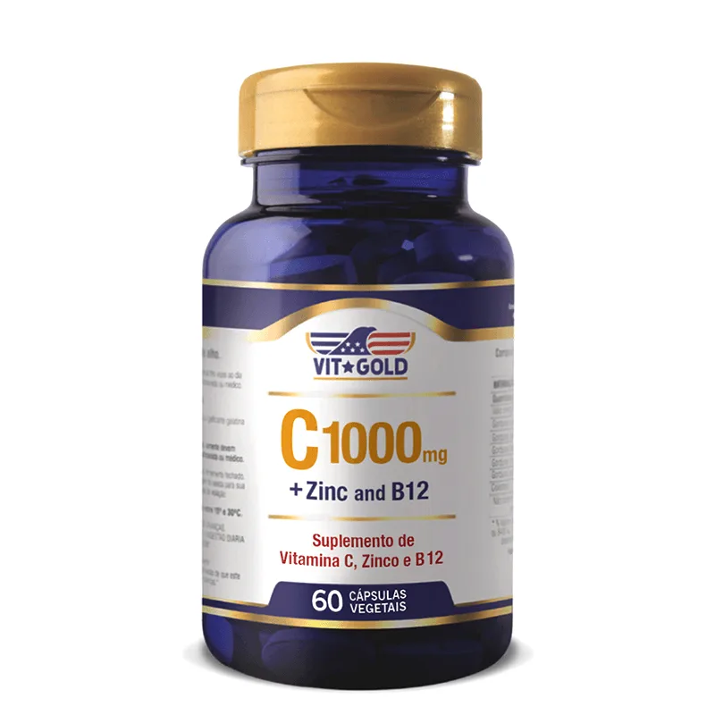 Vitamina C 1000mg Zinco e B12 Vitgold 60 cápsulas - Vit Gold - Suplementos