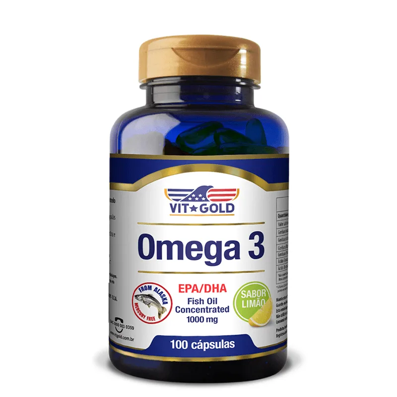 Ômega 3 EPA/DHA Limão Vitgold 1000mg com 100 cápsulas - Vit Gold