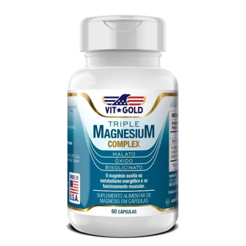 Suplemento Alimentar Vitgold Triple Magnésio Complex 60 Cápsulas - VIT GOLD - Saúde E Bem Estar
