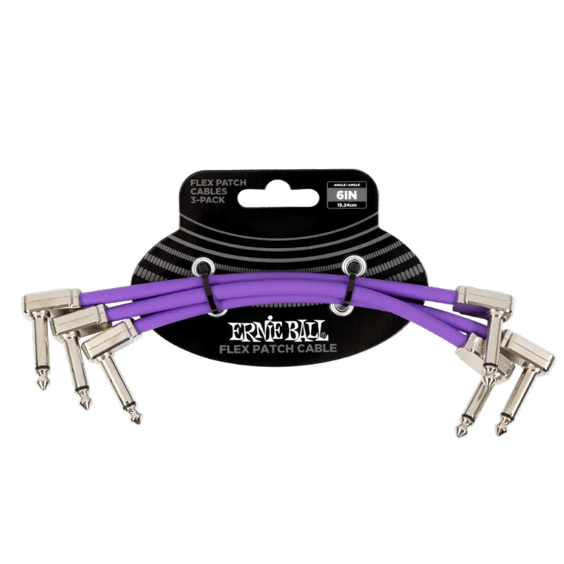 Cabo Ernie Ball Flex Patch P10 para Pedal com 15cm Roxo Kit com 3 P06452