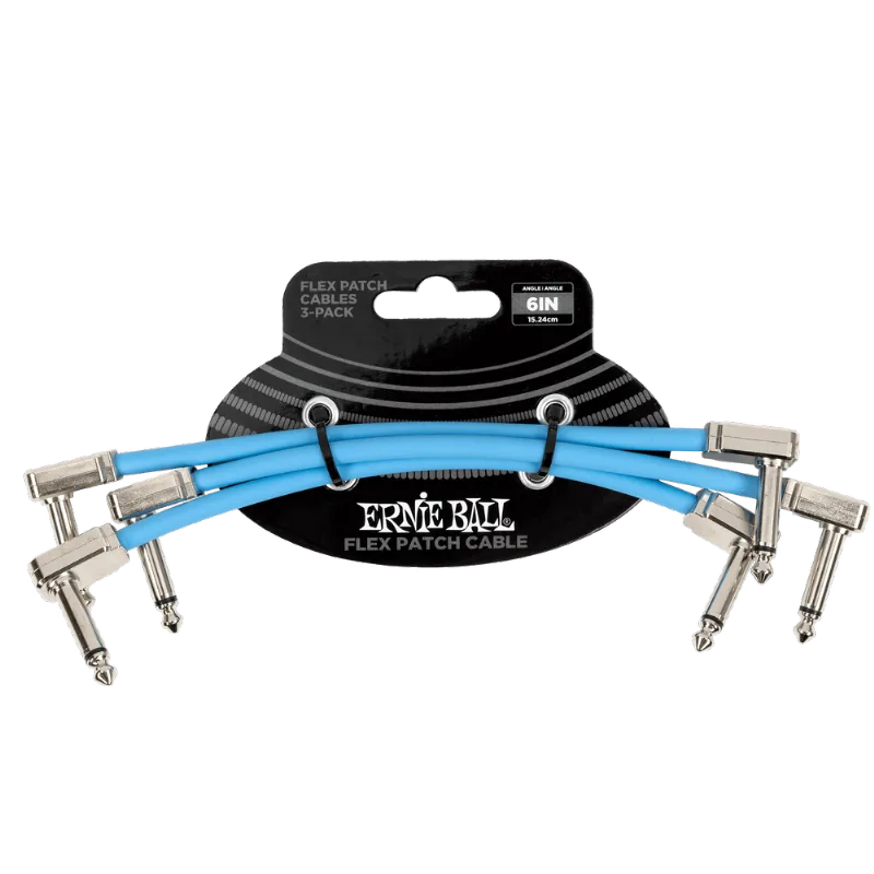 Cabo Ernie Ball Flex Patch P10 para Pedal com 15cm Azul Kit com 3 P06460