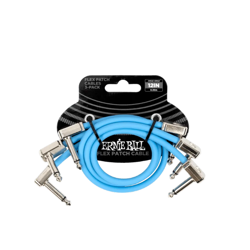 Cabo Ernie Ball Flex Patch P10 para Pedal com 30cm Azul Kit com 3 P06461