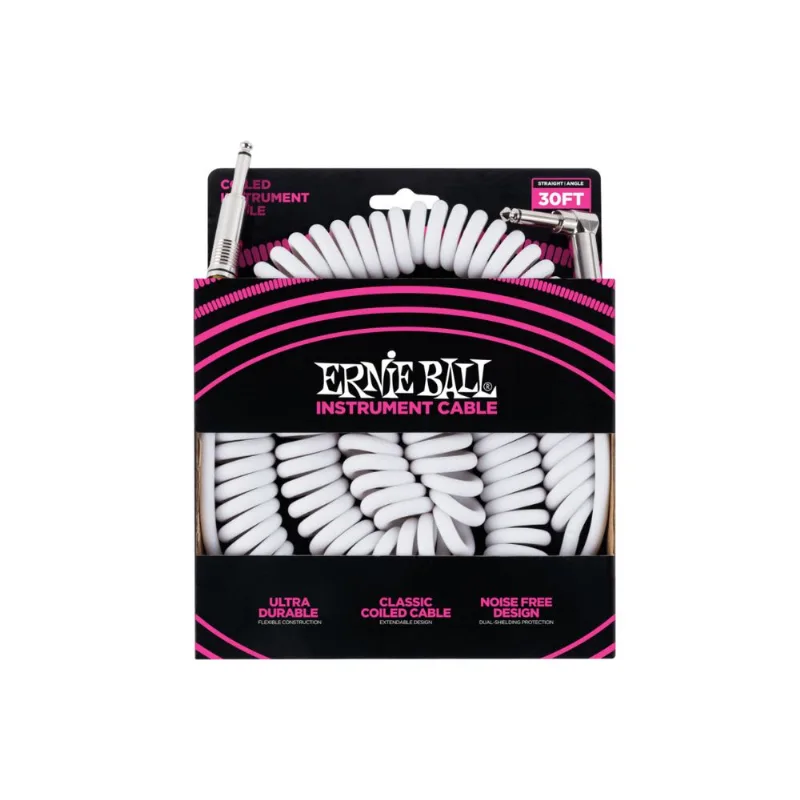 Cabo P/ Instrumento 30 (9,14 Metros) Reto/l Fio De Telefone Branco P06045 Ernie Ball