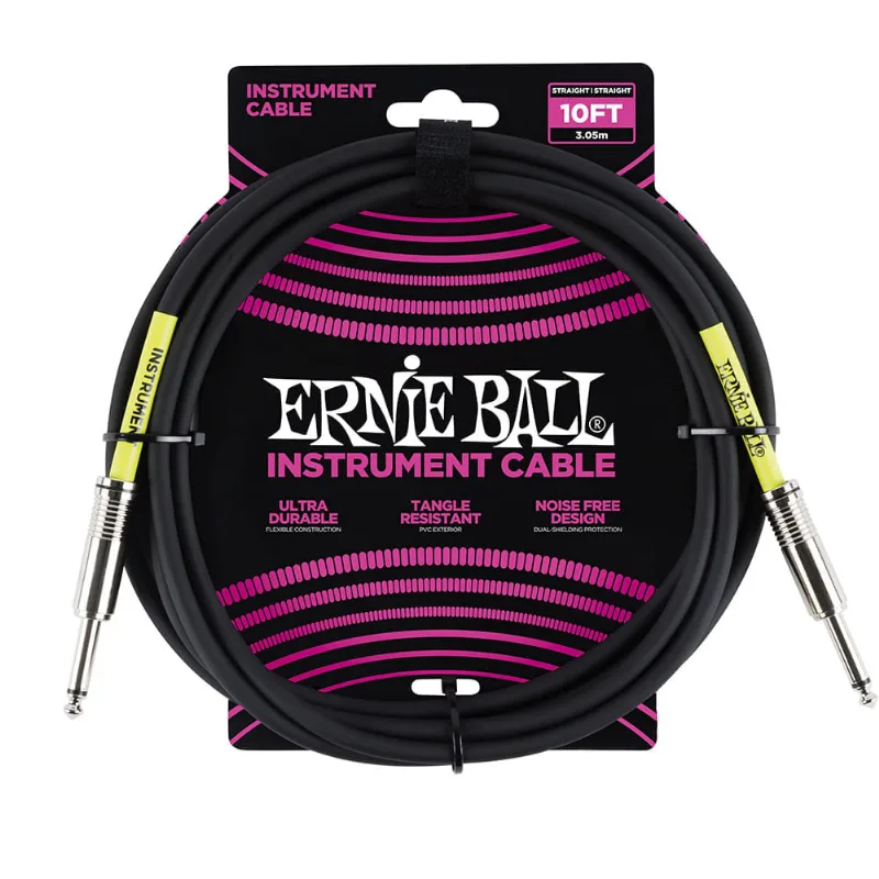 Cabo P/ Instrumento 10 (3,04 Metros) Reto/reto Preto P06048 Ernie Ball