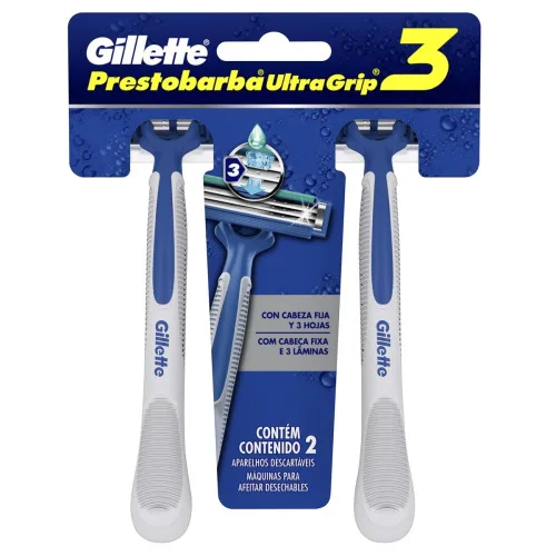 Aparelho Descartável Para Barbear Gillette Prestobarba Ultragrip3 2 Unidades - GILLETTE PRESTOBARBA - Higiene E Beleza