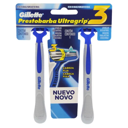 Aparelho Descartável Para Barbear Gillette Prestobarba Ultragrip3 2 Unidades - GILLETTE PRESTOBARBA - Higiene E Beleza