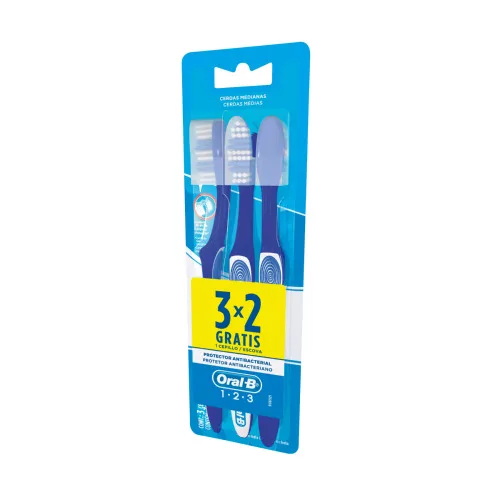 Escova Dental Média 1.2.3 Oral B Leve 3 Pague 2 Unidades - ORAL-B - Higiene E Beleza