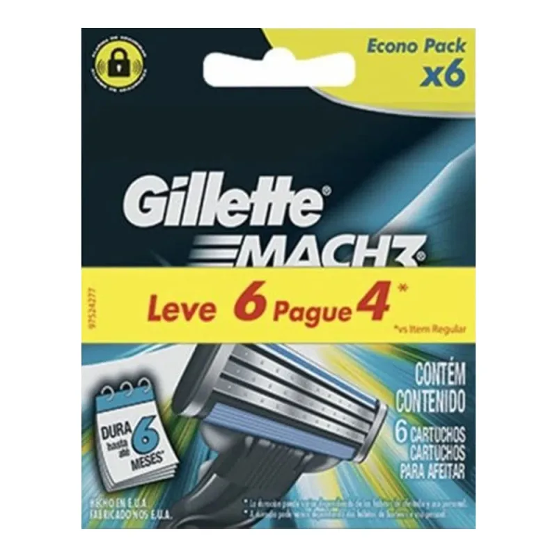 Kit Carga Gillette Mach 3 Regular 6 Unidades - Gillette