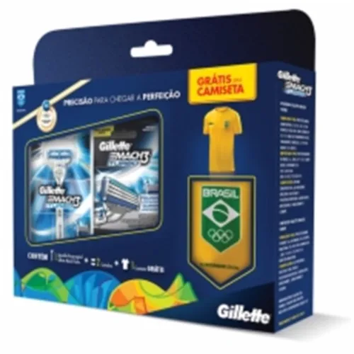 Aparelho Barbear Gillette Mach3 Turbo 2 Cargas Gts Camiseta Olympics Unit - GILLETTE MACH3