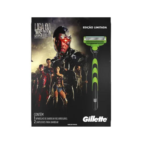 Aparelho Recarregável Carga Mach3 Sensitive Gillette Liga Da Justiça - GILLETTE - Higiene E Beleza