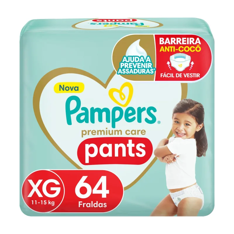 Fralda Pampers Pants Premium Care XG 64 Unidades - Pampers - Mamães E Bebês