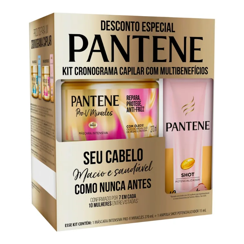 Kit Máscara Intensiva Pantene 270ml + Ampola Potencializador Reconstrói 15ml