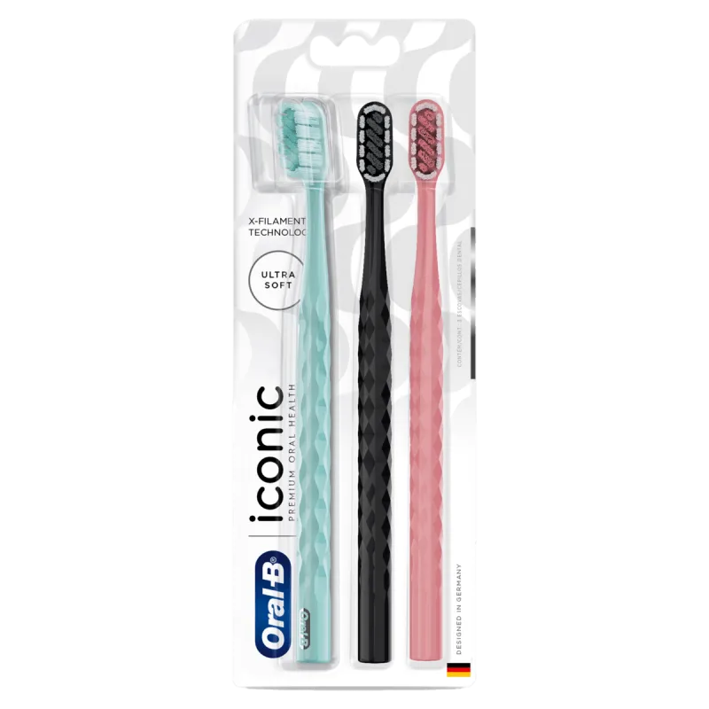 Escova de Dente Manual Iconic Premium 3 Unidades Cerdas Ultra Soft X Oral-B - Oral B - Higiene Pessoal