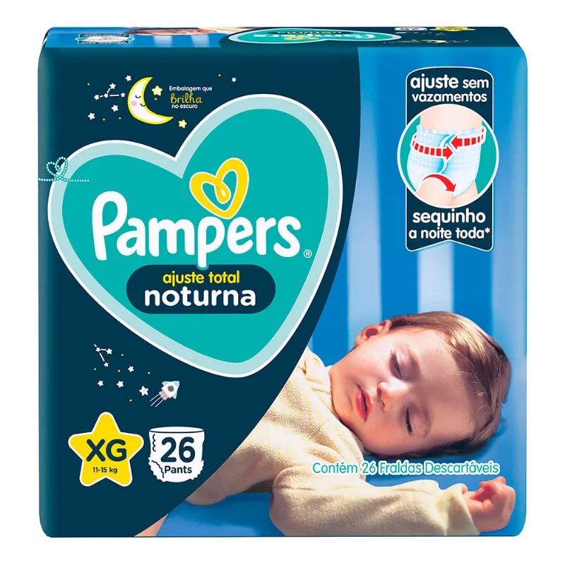 Fralda Descartável Pampers Ajuste Total Noturna XG 26 Unidades