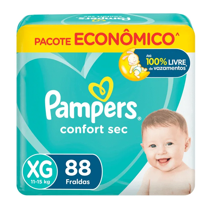 Fralda Pampers Confort Sec Max XG 88 Unidades - Pampers - Fraldas