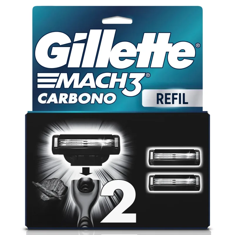 CARGA MACH3 CARBONO 02UN(E) - Gillette Mach3 - Higiene Pessoal