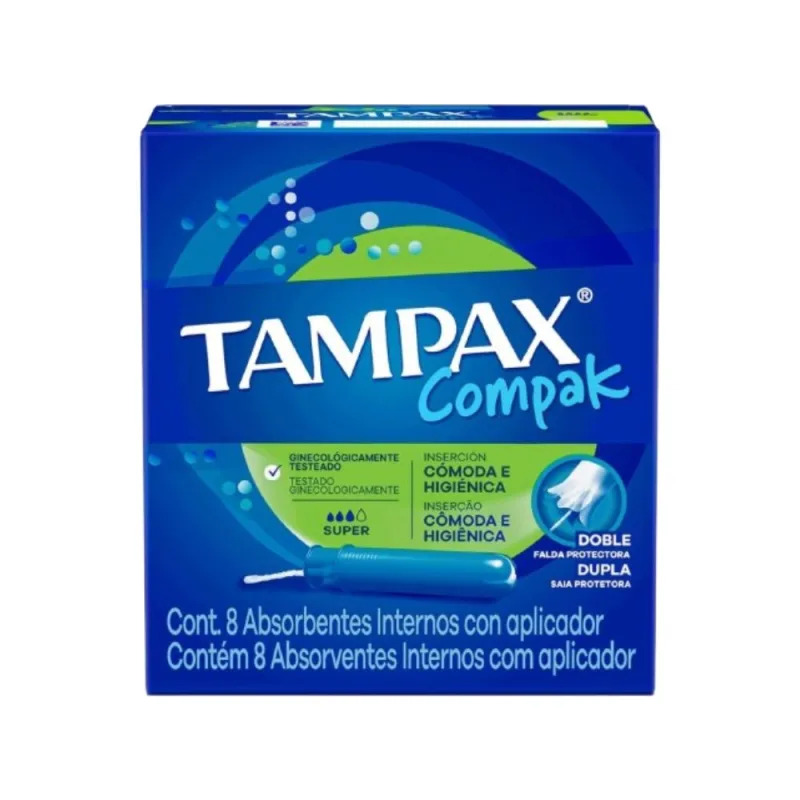 Absorvente Interno Tampax Compak Super com Aplicador 8 Unidades - Tampax - Higiene Pessoal