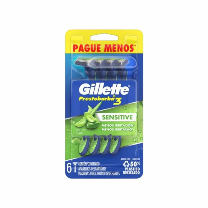 Aparelho De Barbear Gillette Prestobarba Sensitive C/6 Unidades - Gillette - Barbeador