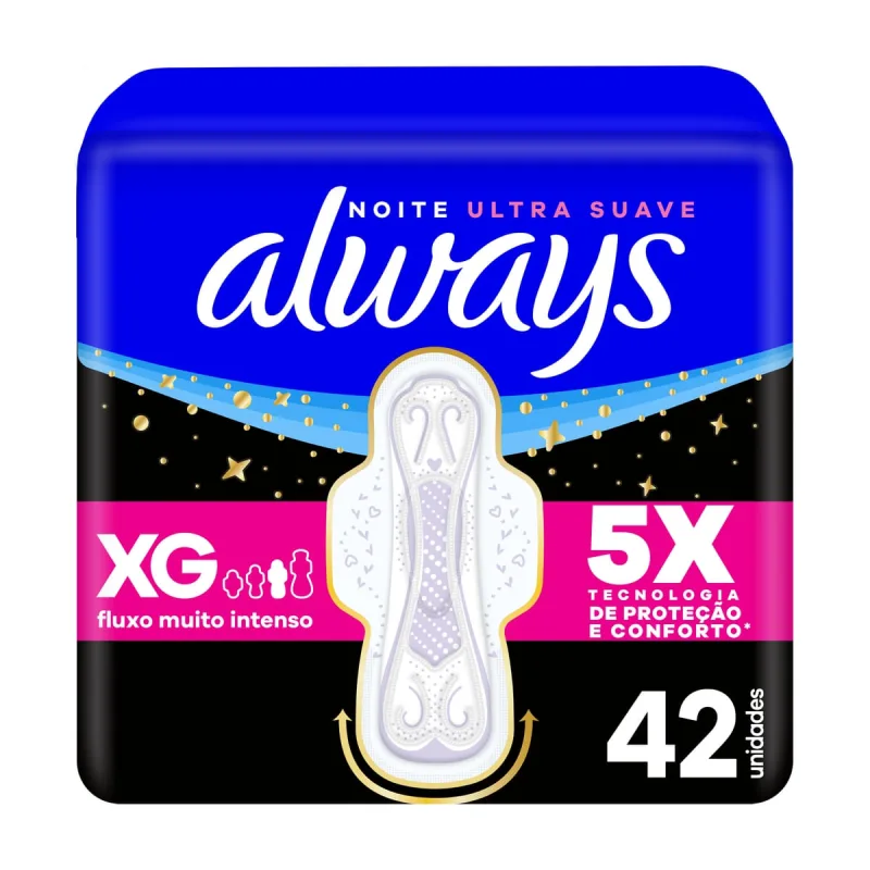Absorvente Always Noite Ultra Suave com Abas Fluxo Muito Intenso 42 Unidades - Always - Higiene Pessoal