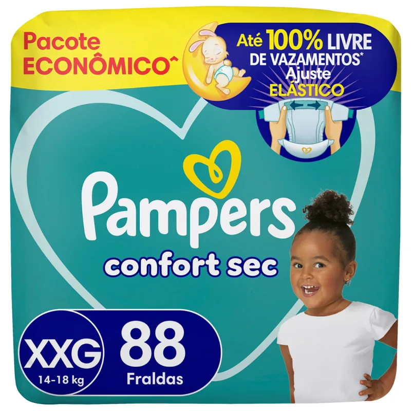 Fralda Pampers Confort Sec Max XXG 88 Unidades - Pampers - Fraldas