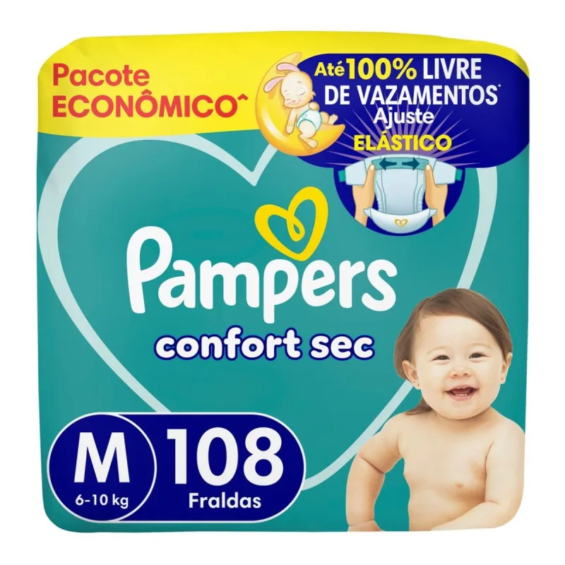 Fralda Pampers Confort Sec M 108 Unidades - Pampers - Mamães E Bebês