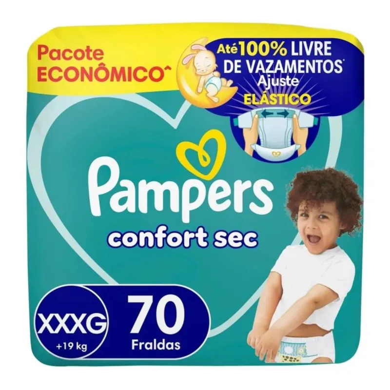 Fralda Pampers Confort Sec Xxxg 70 Unidades - Pampers - Mamães E Bebês