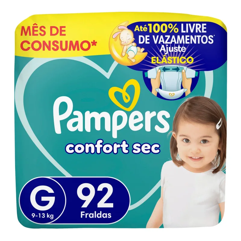 Fralda Descartável Infantil Pampers Confort Sec G 92 Unidades - Pampers - Mamães E Bebês