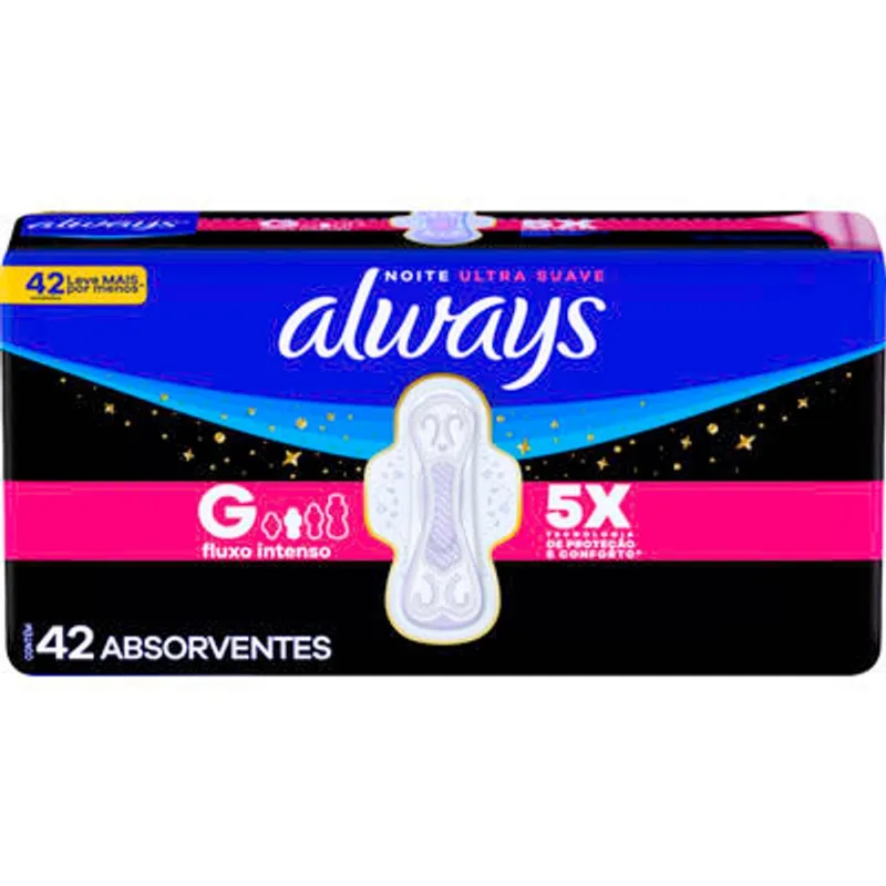 Absorvente Noturno Always G Ultra Suave com Abas 42 un
