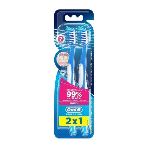 Escova Dental Macia Pro Saúde 7 Benefícios 2x1 40 Oral B 2 Unidades - ORAL-B - Higiene E Beleza