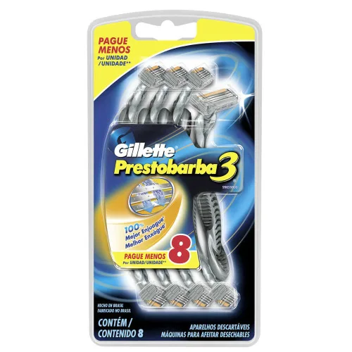 Gillette Prestobarba 3 Descartável 8 Unidades - GILLETTE - Higiene E Beleza