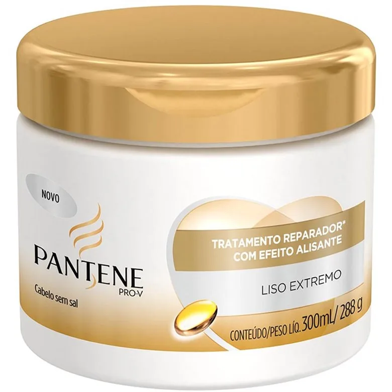 Máscara Intensiva Pantene Liso Extremo Pote 300ml - PANTENE - Higiene E Beleza