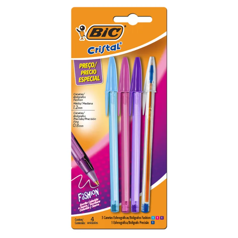 Caneta Bic Fashion 3Unidades-Caneta Fina 1Unidade