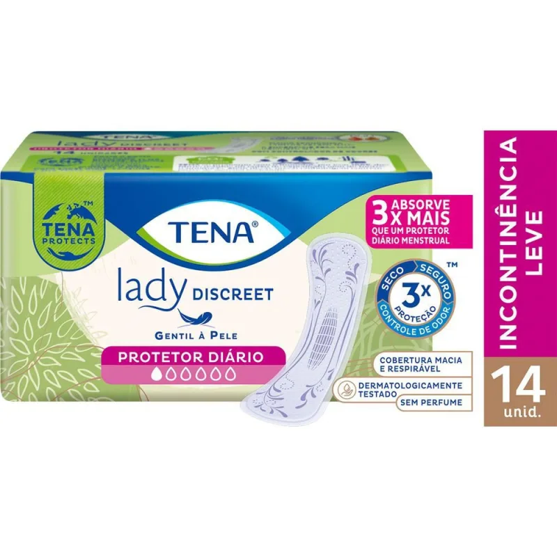 Protetor Diário Tena Lady Discreet Incontinência Urinária Leve 14 Unidades - Tena - Higiene Pessoal