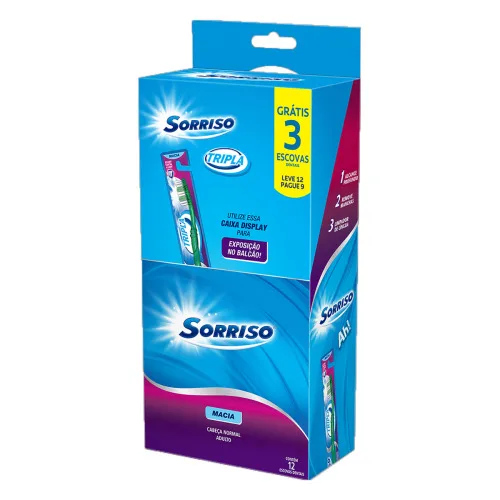 ESCOVA DENTAL TRIPLA 123 SORRISO LEVE 12 PAGUE 9 UNIDADES - SORRISO