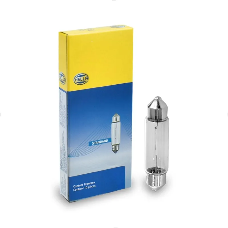 Lâmpada Torpedo 42mm C10W 3200K 12V 10W Original 6411 Hella